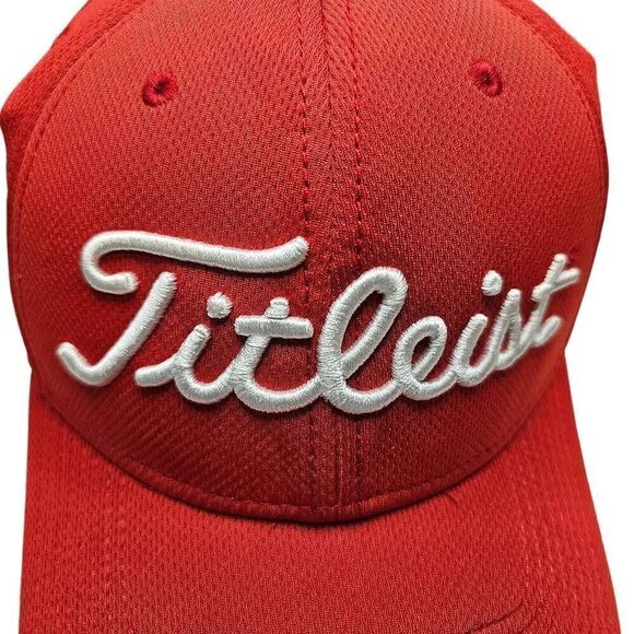 Titleist Red Cap Hat Med/Large A-Flex White Embroidery AFlex Golf - Picture 1 of 10